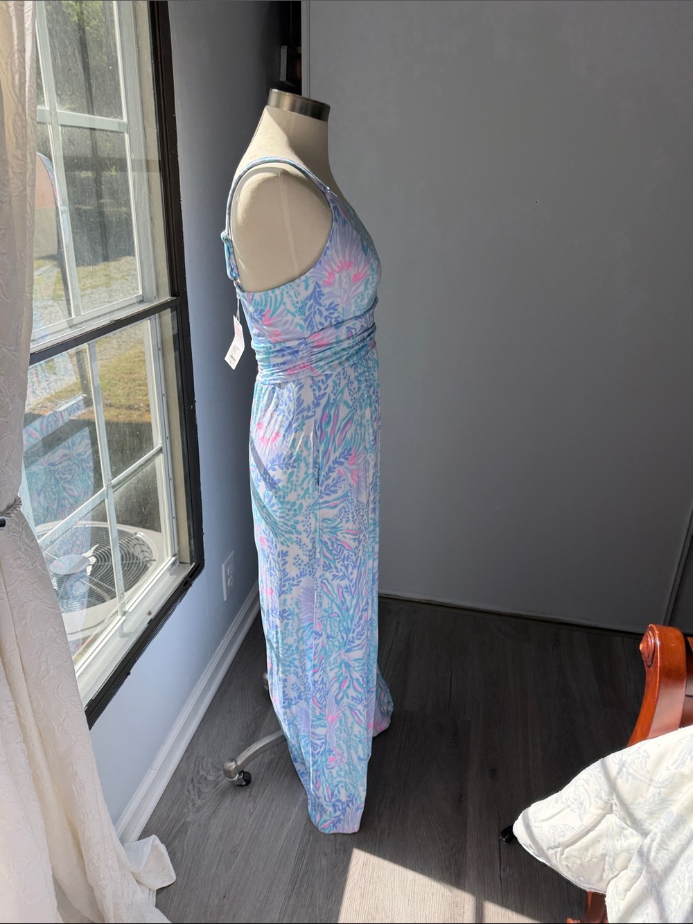 Lilly Pulitzer Blake Via adel Mar Maxi Dress with Pink Accents size 8 - Picture 2 of 9